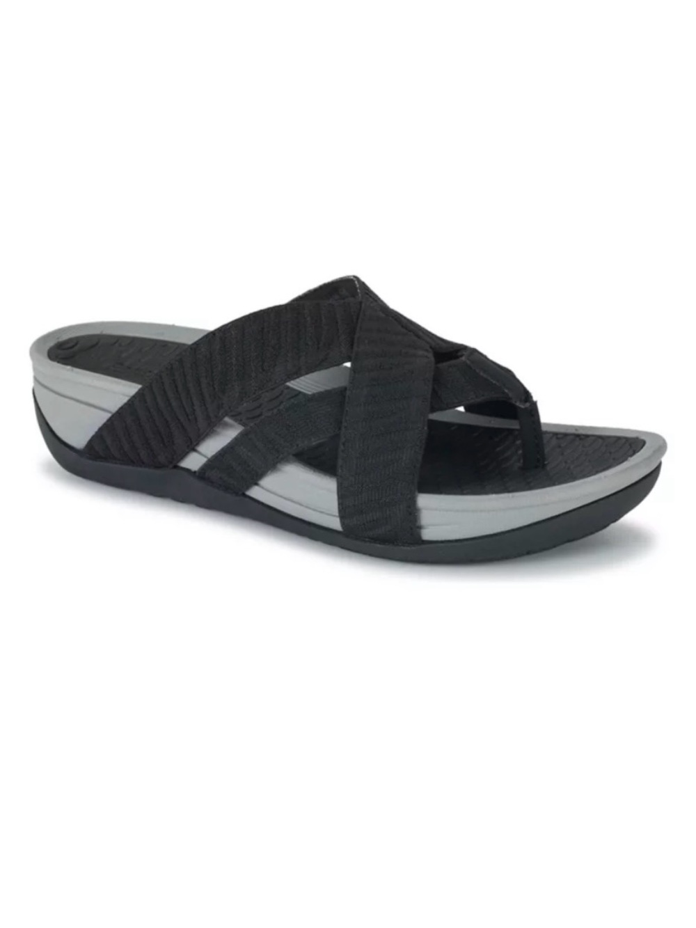 BareTraps Black Crisscross Slide Sandals